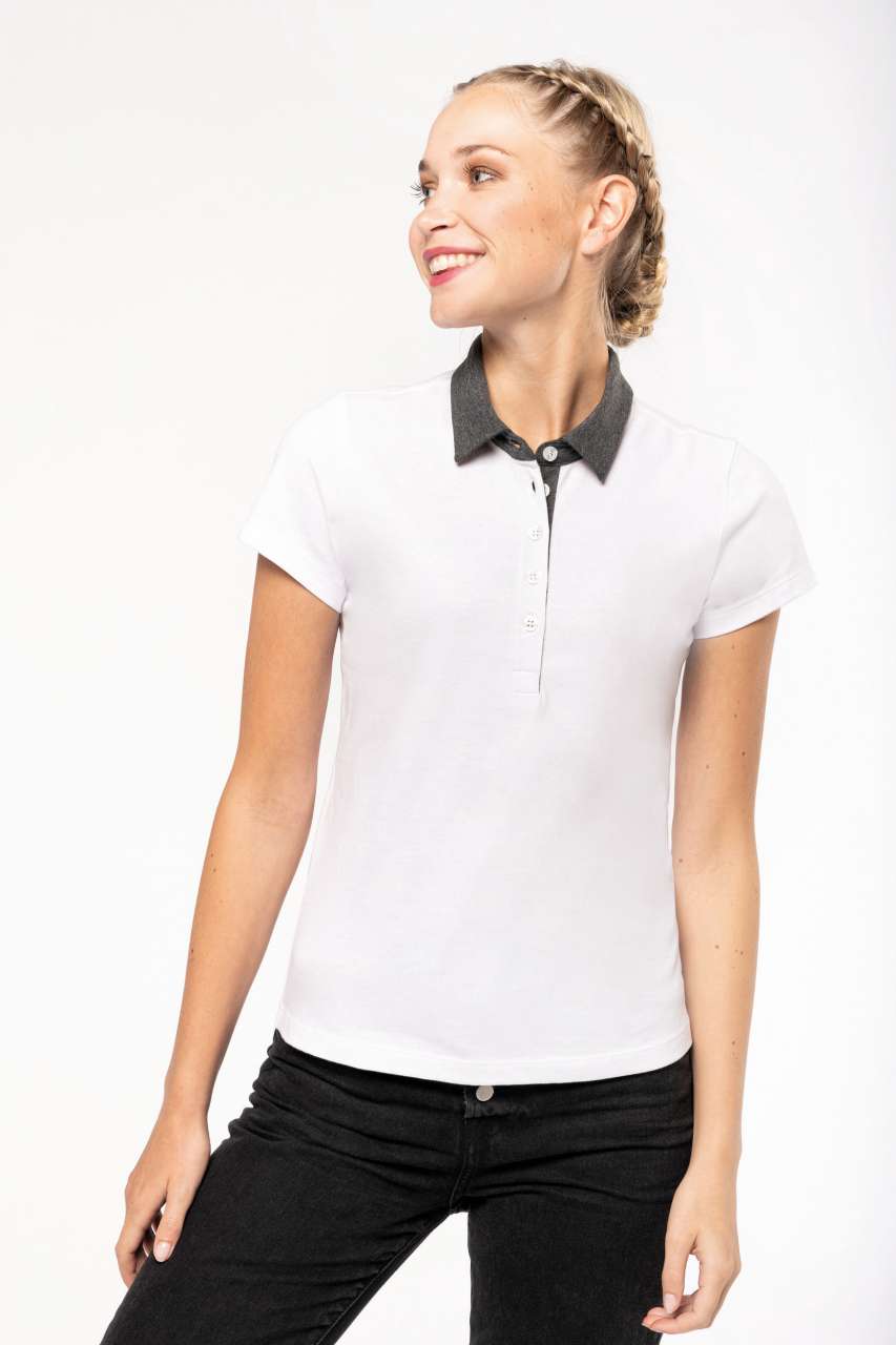 LADIES' TWO-TONE JERSEY POLO SHIRT