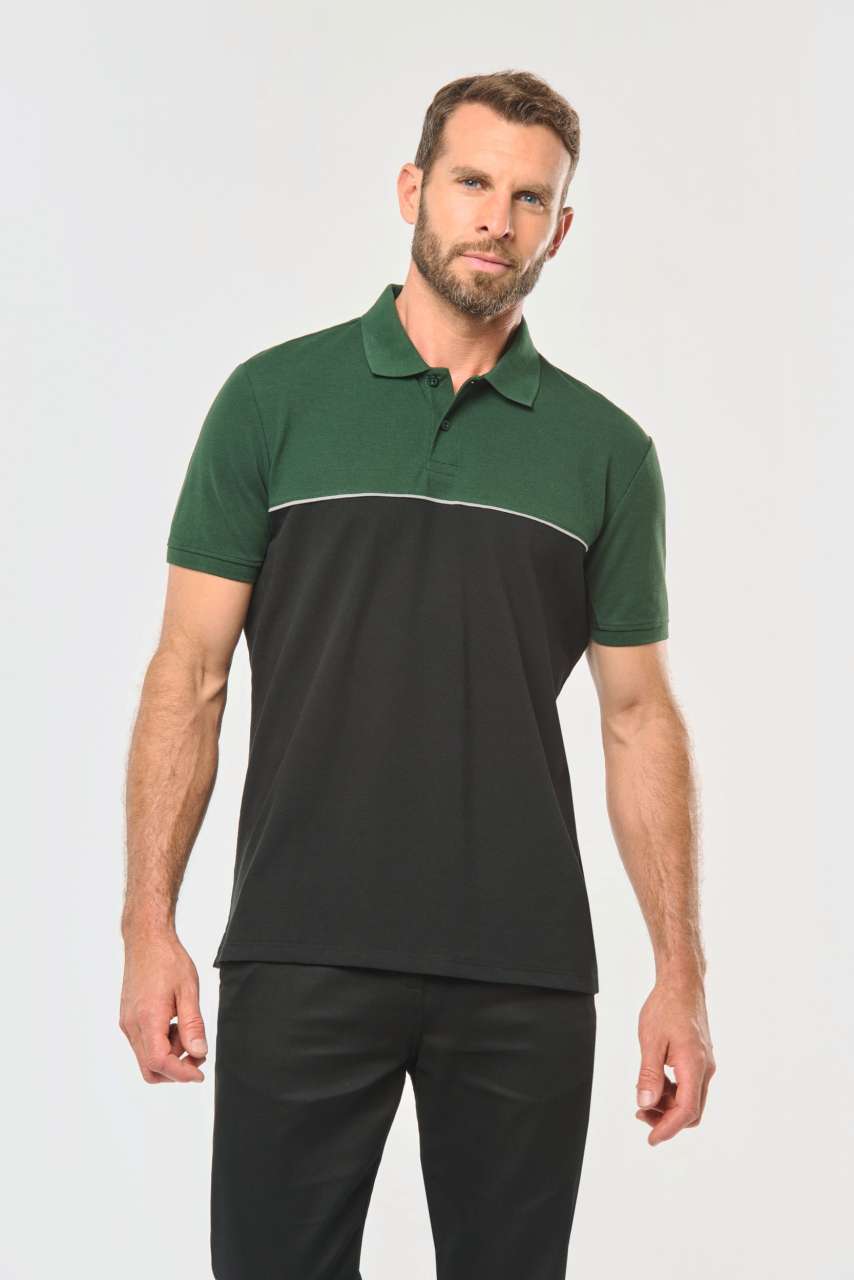 wk210 UNISEX ECO-FRIENDLY TWO-TONE SHORT SLEEVE POLO SHIRT
