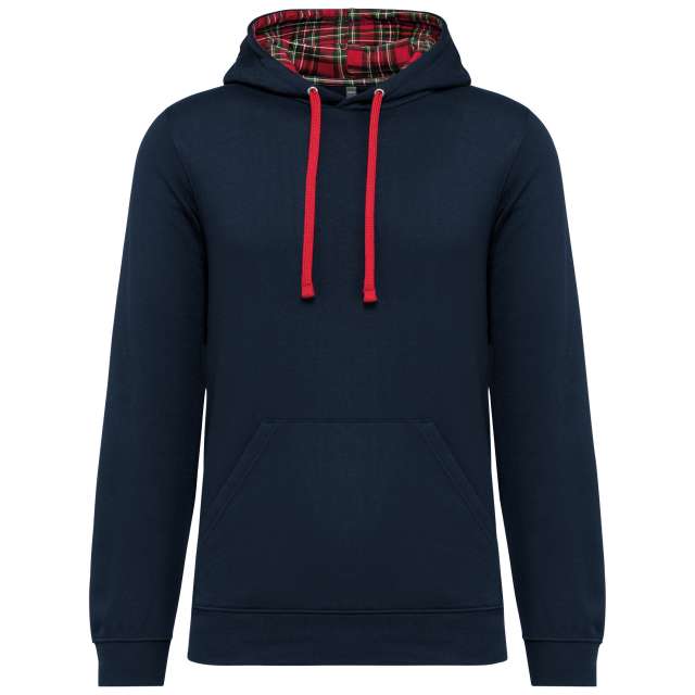 UNISEX KONTRASZTOS MINTÁJÚ KAPUCNIS PULÓVER