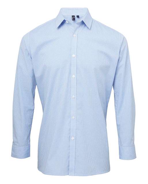 MEN'S LONG SLEEVE GINGHAM COTTON MICROCHECK SHIRT