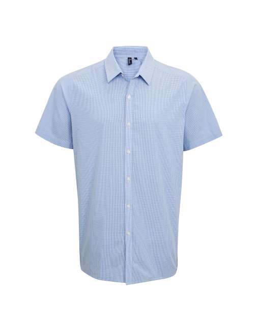MEN'S SHORT SLEEVE GINGHAM COTTON MICROCHECK SHIRT