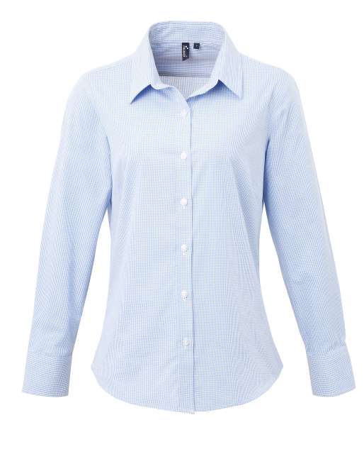 WOMEN'S LONG SLEEVE GINGHAM MICROCHECK SHIRT