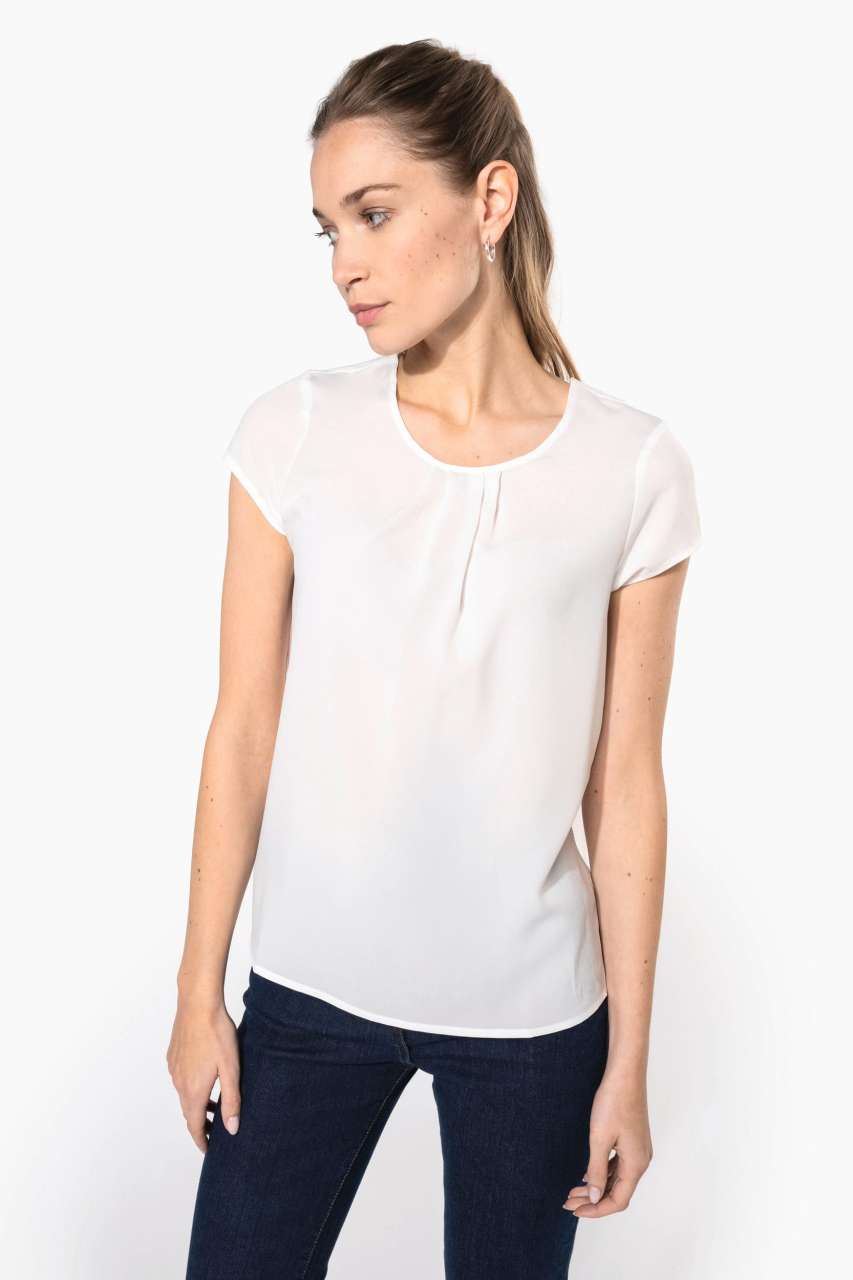 ka5002 LADIES' SHORT-SLEEVED CREPE BLOUSE