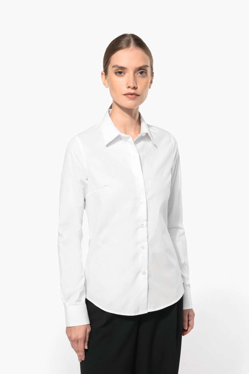 ka510 LADIES’ LONG-SLEEVED COTTON POPLIN SHIRT