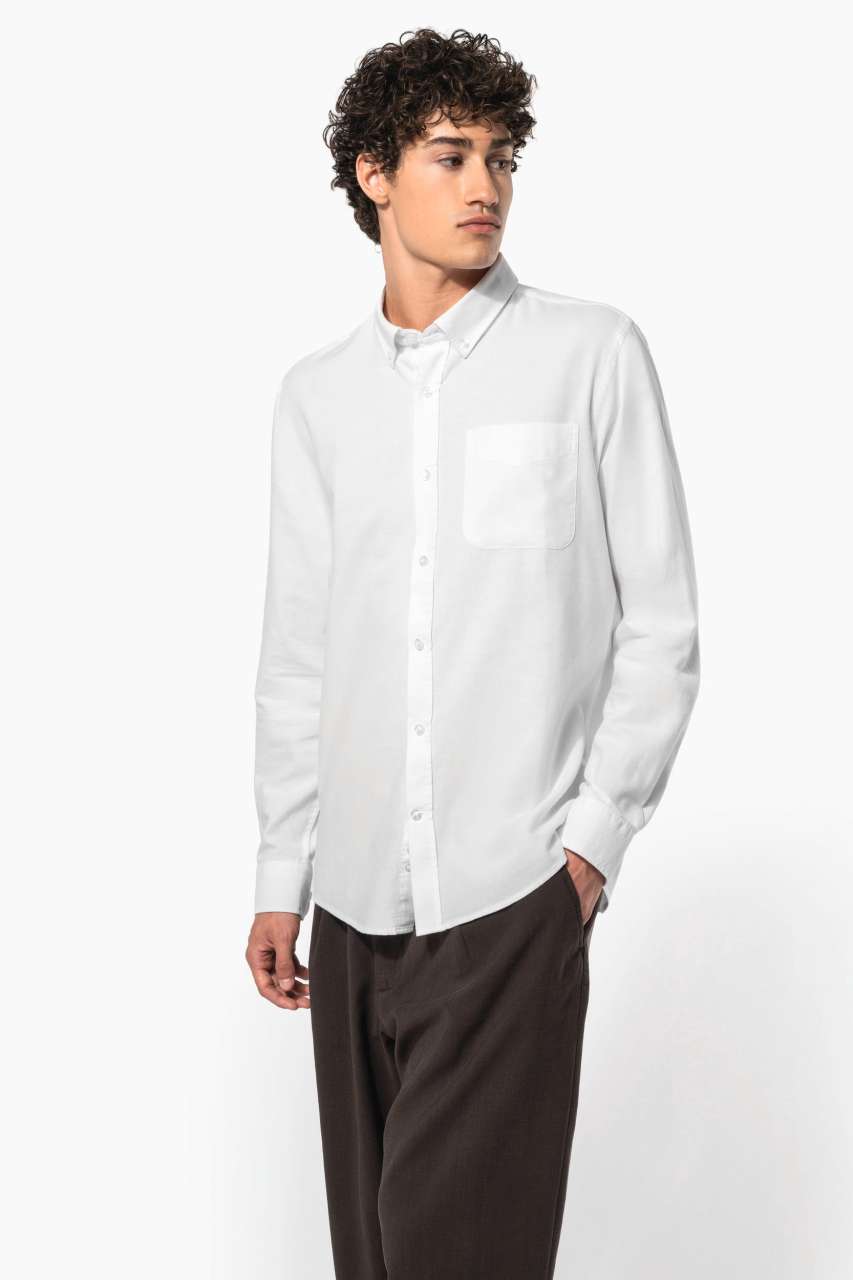 ka516 LONG-SLEEVED WASHED OXFORD COTTON SHIRT