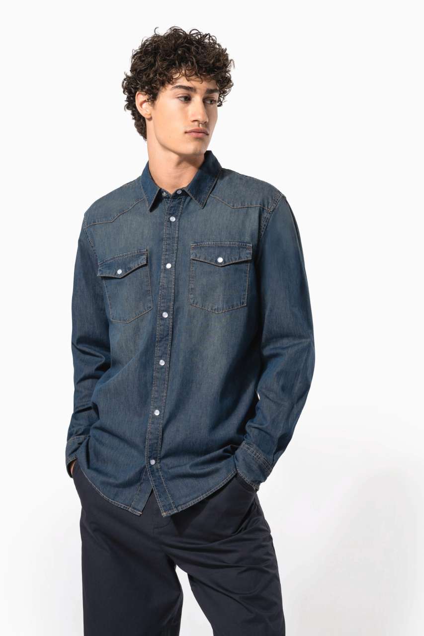 ka519 MEN'S LONG-SLEEVED DENIM SHIRT