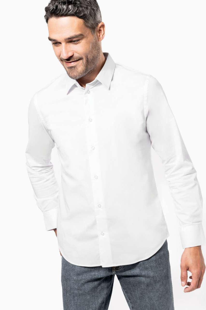 LONG-SLEEVED COTTON/ELASTANE SHIRT