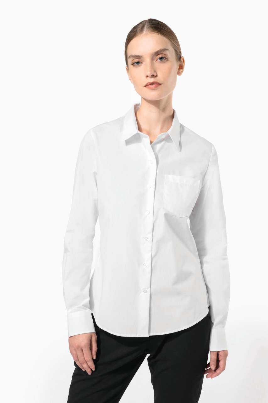 ka542 LADIES' LONG-SLEEVED COTTON POPLIN SHIRT