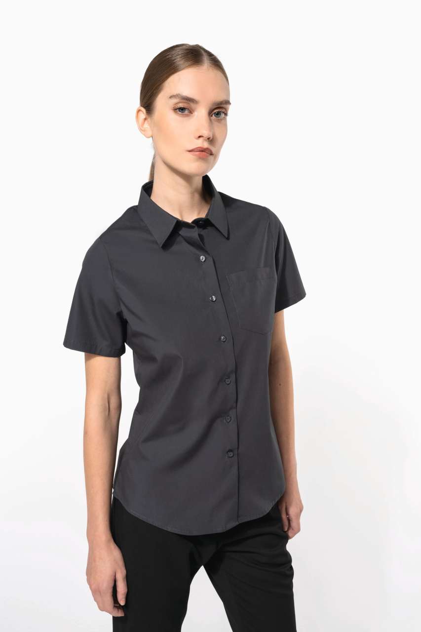 ka544 LADIES' SHORT-SLEEVED COTTON POPLIN SHIRT