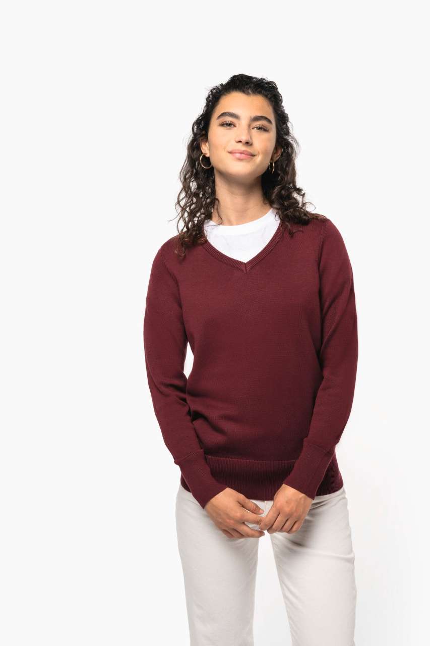 ka966 LADIES' V-NECK JUMPER