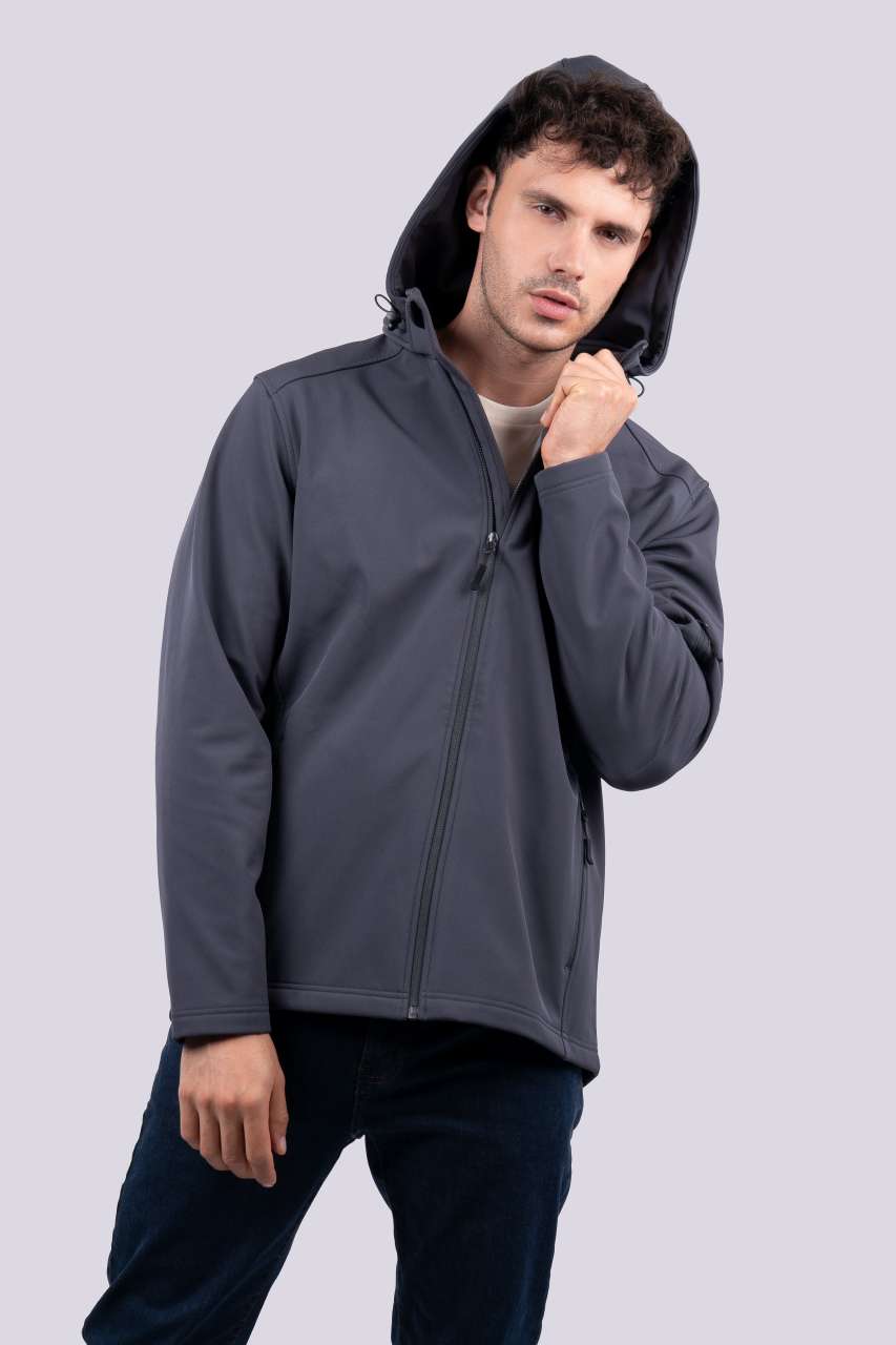 le820 FÉRFI 3 RÉTEGŰ LEVEHETŐ KAPUCNIS SOFTSHELL DZSEKI