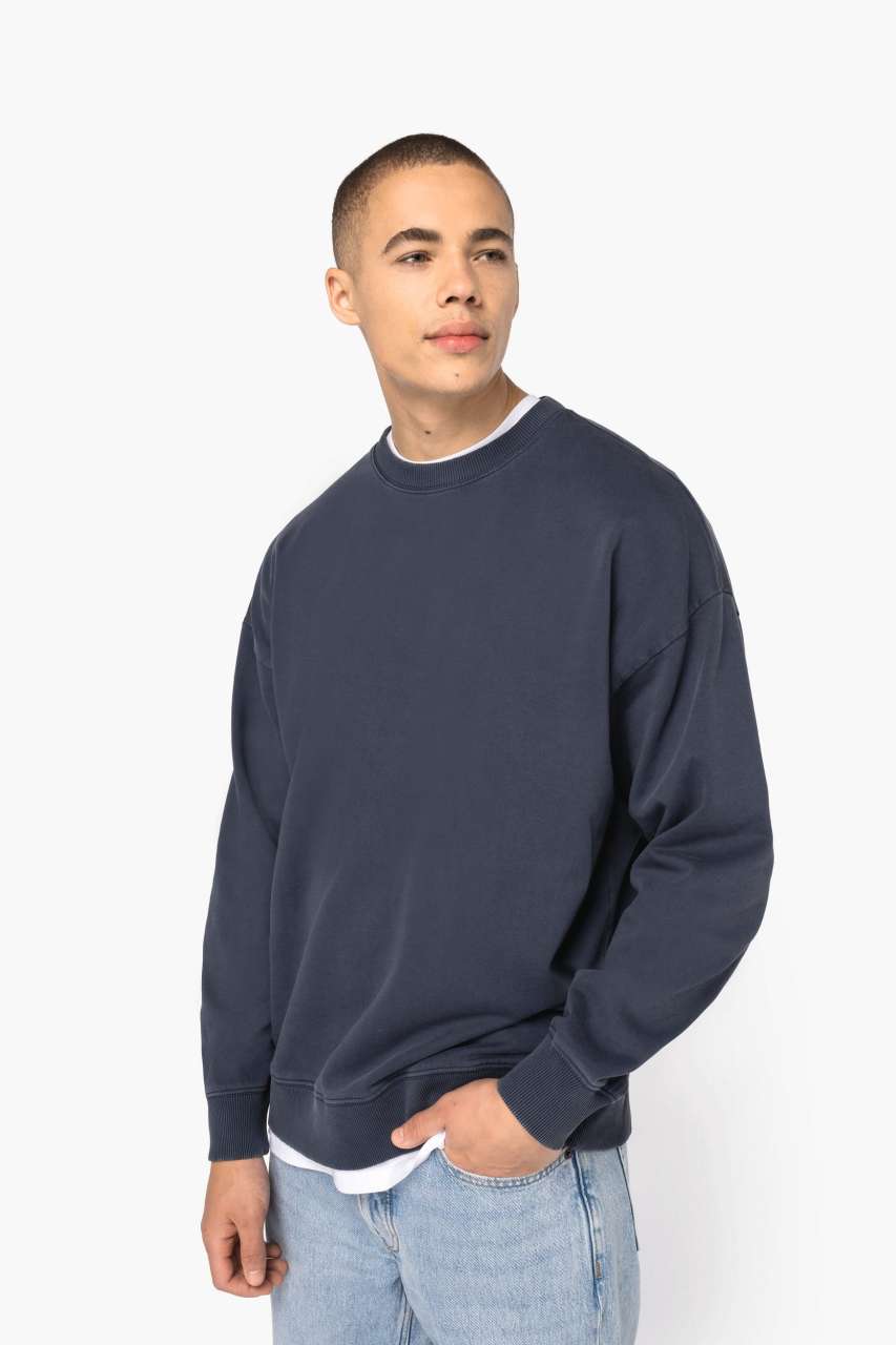 ns447 UNISZEX MOSOTT HATÁSÚ OVERSIZED KÖRNYAKAS PULÓVER