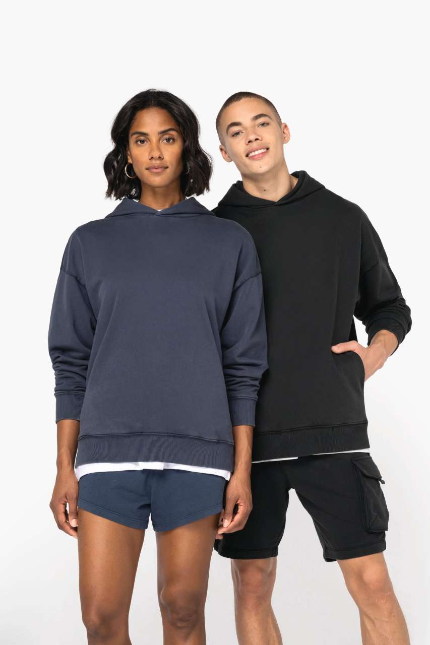 ns448 UNISZEX MOSOTT HATÁSÚ OVERSIZED KAPUCNIS PULÓVER