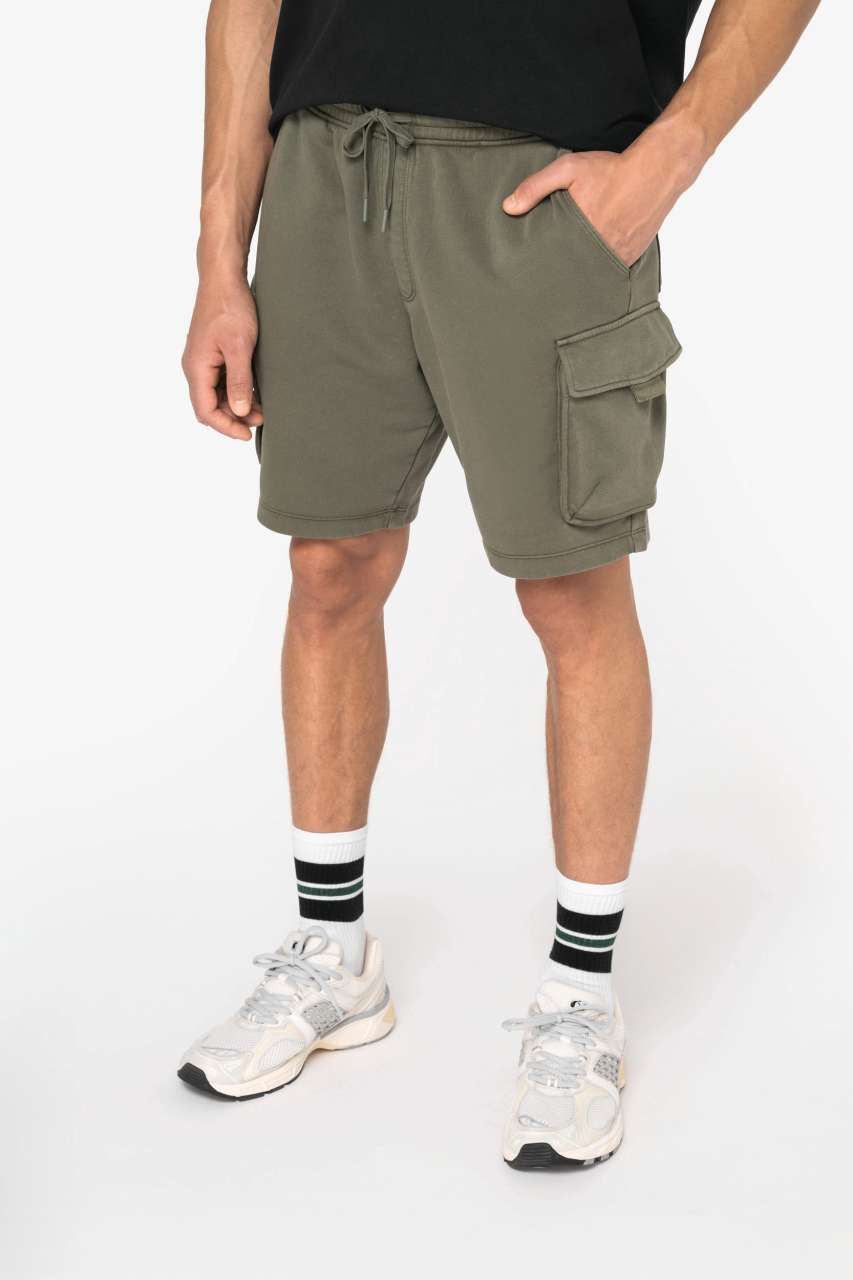 ns717 FÉRFI FRENCH TERRY MOSOTT HATÁSÚ CARGO SHORT