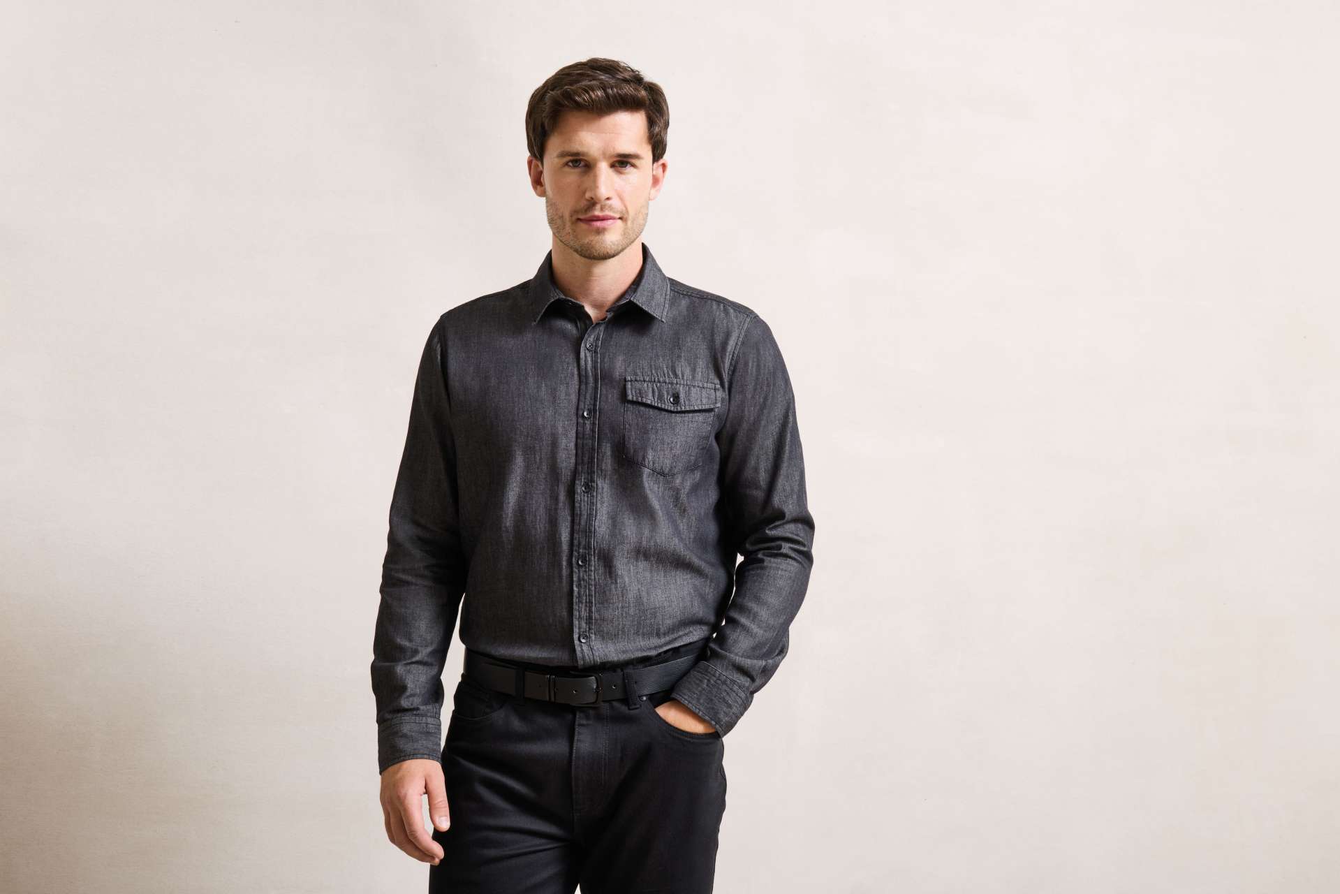 pr222 MEN’S JEANS STITCH DENIM SHIRT