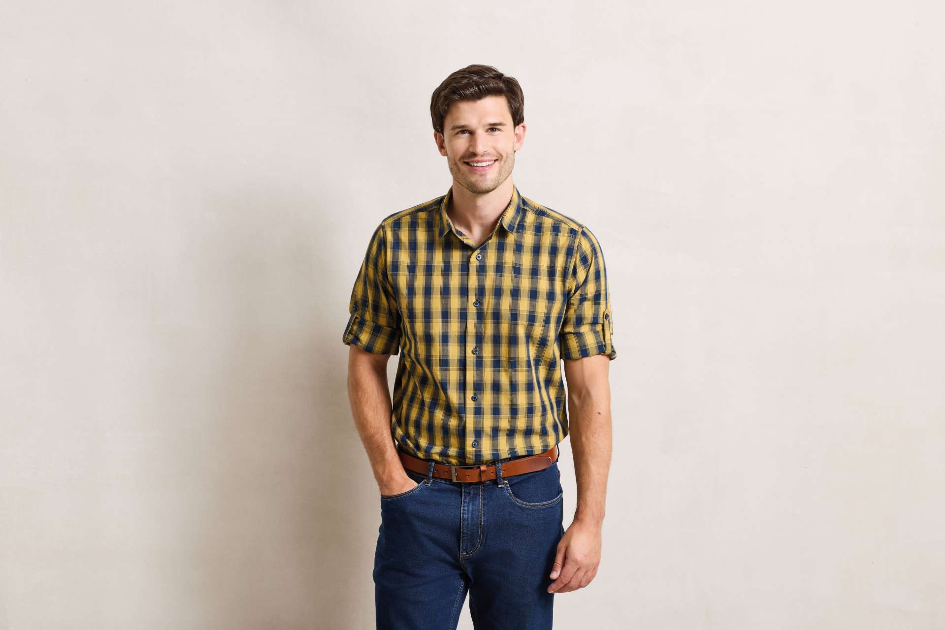 pr250 'MULLIGAN' CHECK - MEN'S LONG SLEEVE COTTON SHIRT