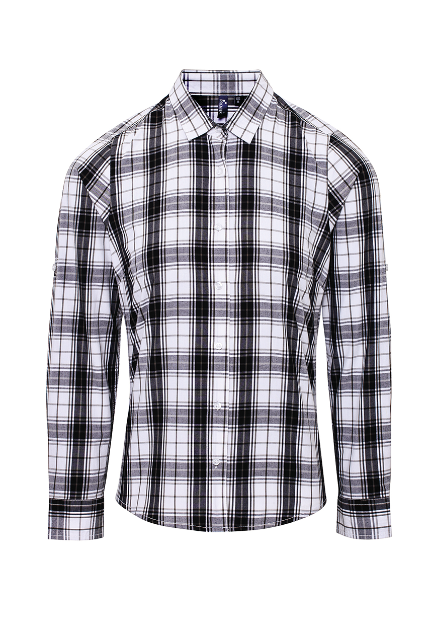 pr354 'GINMILL' CHECK - WOMEN'S LONG SLEEVE COTTON SHIRT