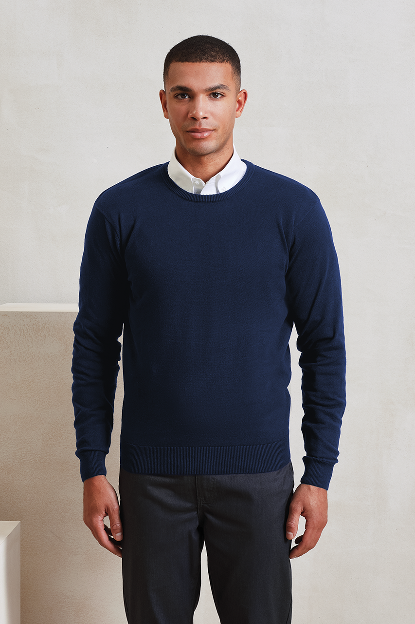 pr692 MEN'S CREW NECK COTTON RICH KNITTED SWEATER