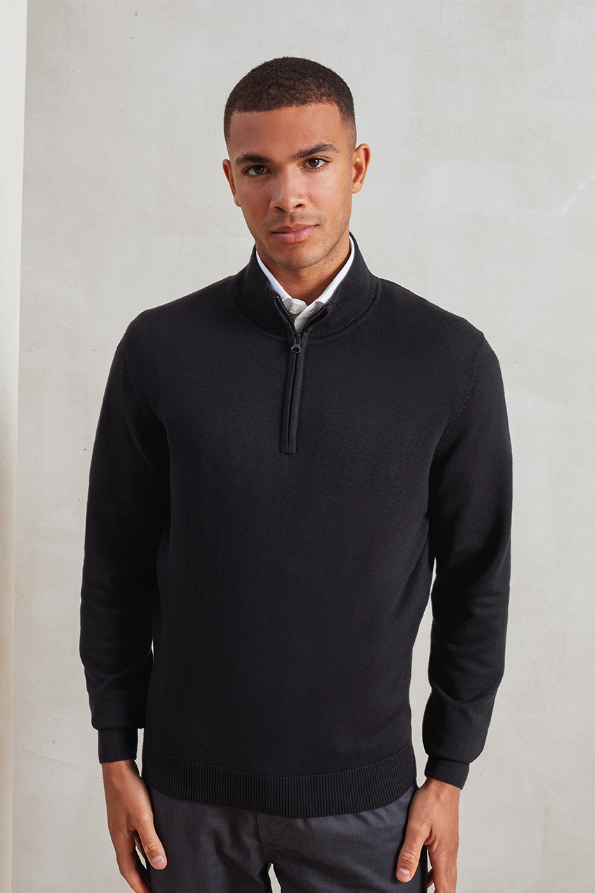 pr695 MEN'S QUARTER-ZIP KNITTED SWEATER