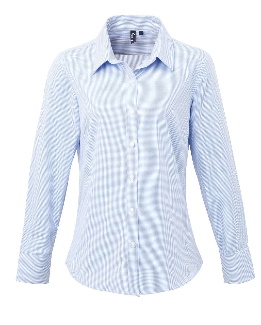 WOMEN'S LONG SLEEVE GINGHAM MICROCHECK SHIRT