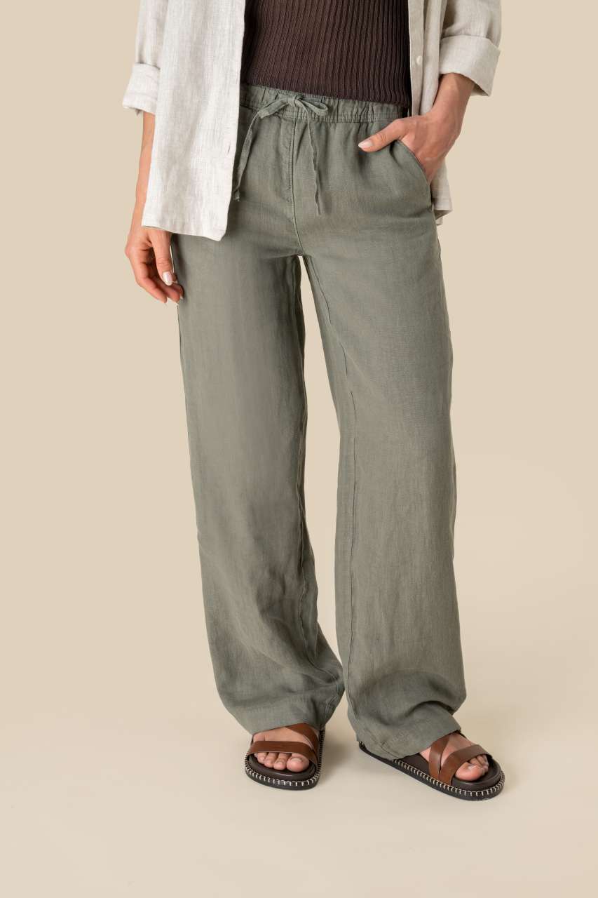 sp733 ECO-FRIENDLY LADIES' LINEN WASHED EFFECT TROUSERS